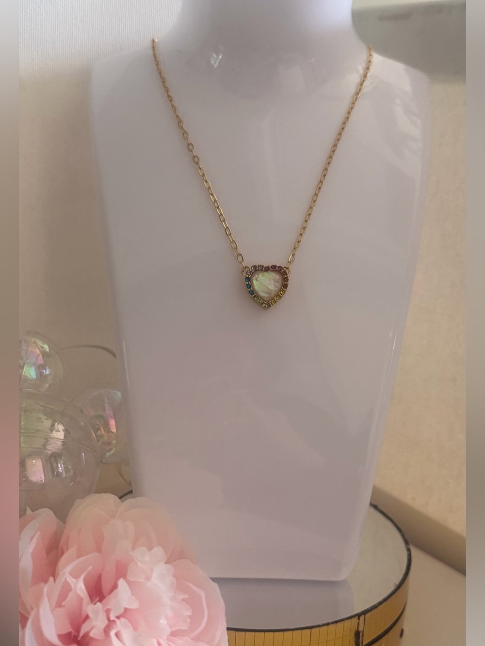 KURT GEIGER Opal Heart Halo Pendant Necklace